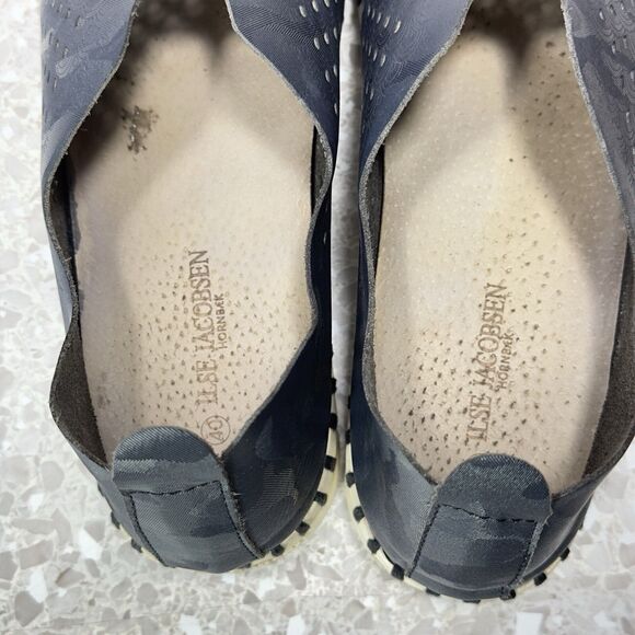 Ilse Jacobsen Tulip Shoes Women’s 10 Navy Blue Slip On Perforated Flats‎ Comfort - Picture 6 of 13